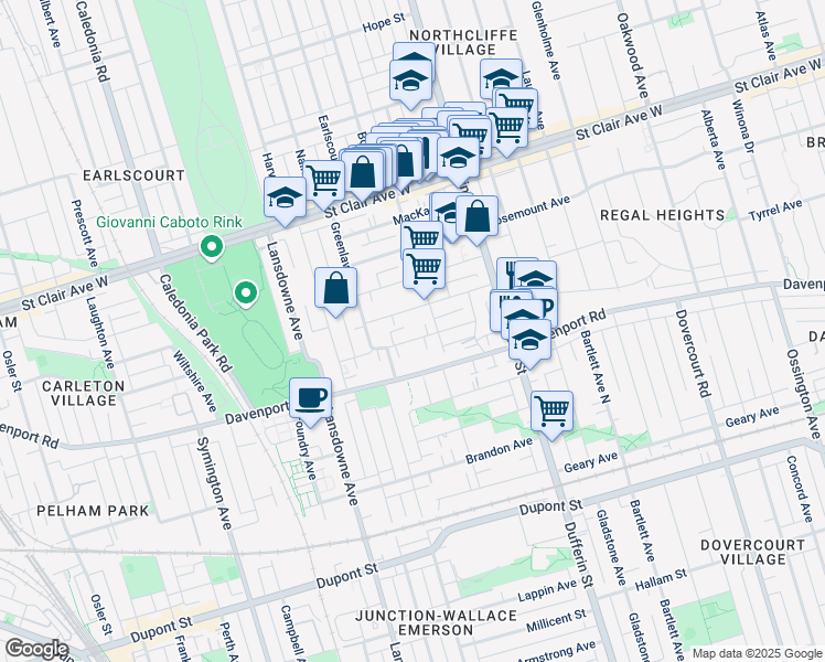 map of restaurants, bars, coffee shops, grocery stores, and more near 88 Ashburnham Road in Toronto