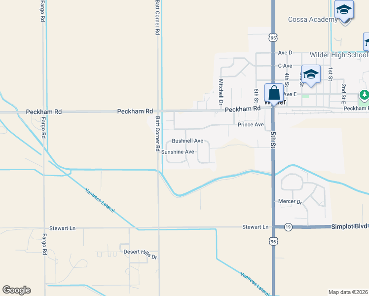 map of restaurants, bars, coffee shops, grocery stores, and more near 301 Red Rose Street in Wilder