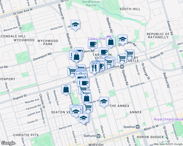 map of restaurants, bars, coffee shops, grocery stores, and more near in Toronto