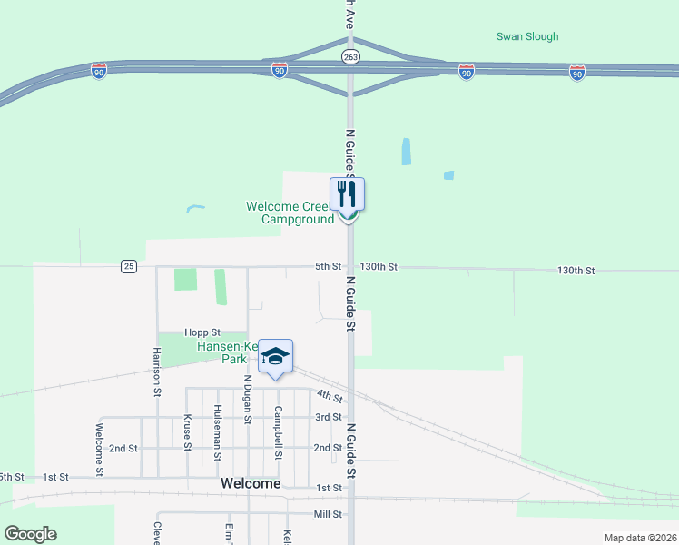 map of restaurants, bars, coffee shops, grocery stores, and more near 511 North Guide Street in Welcome