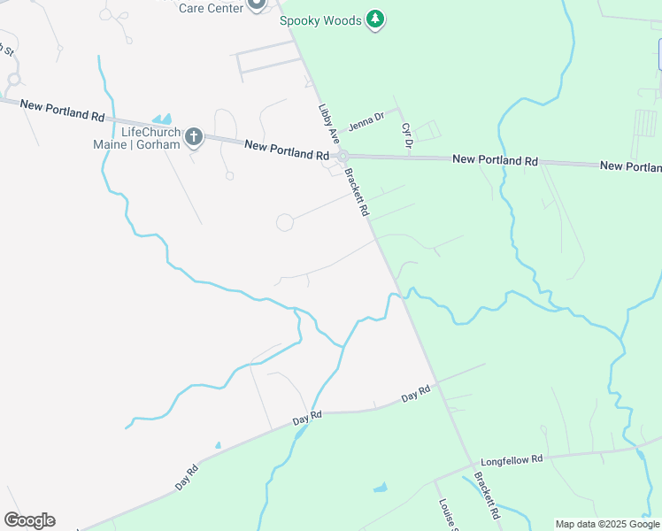 map of restaurants, bars, coffee shops, grocery stores, and more near Jackie's Way in Gorham