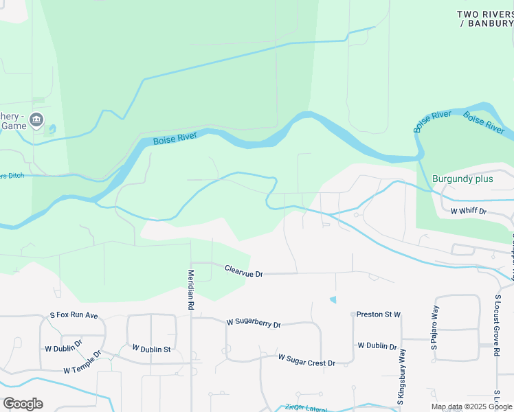 map of restaurants, bars, coffee shops, grocery stores, and more near 325 Clear Creek Drive in Meridian