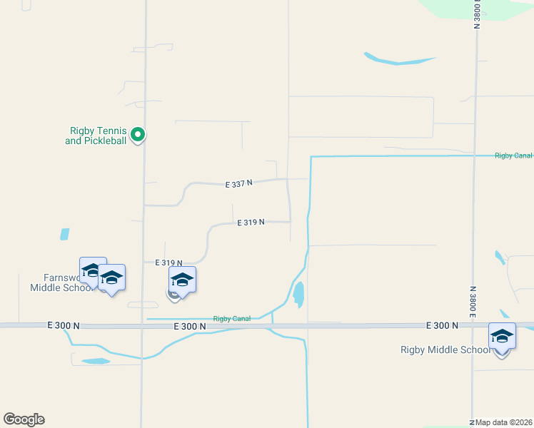 map of restaurants, bars, coffee shops, grocery stores, and more near 3738 East 331 North in Rigby