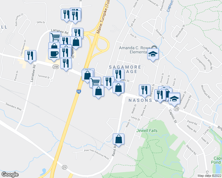 map of restaurants, bars, coffee shops, grocery stores, and more near 1071 Brighton Ave in Portland