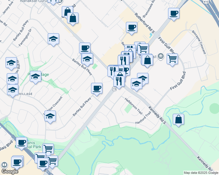 map of restaurants, bars, coffee shops, grocery stores, and more near 370 Steeles Avenue East in Brampton