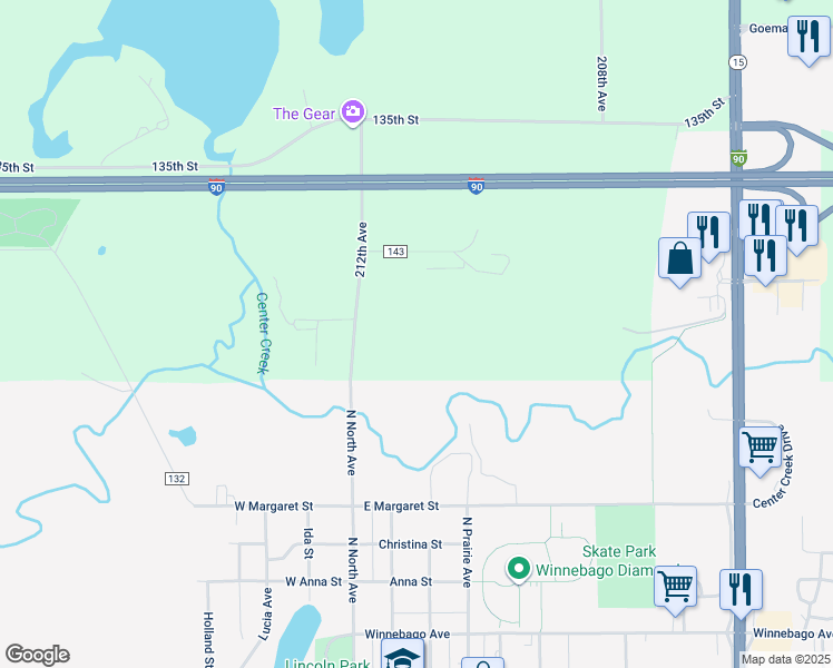 map of restaurants, bars, coffee shops, grocery stores, and more near in Fairmont