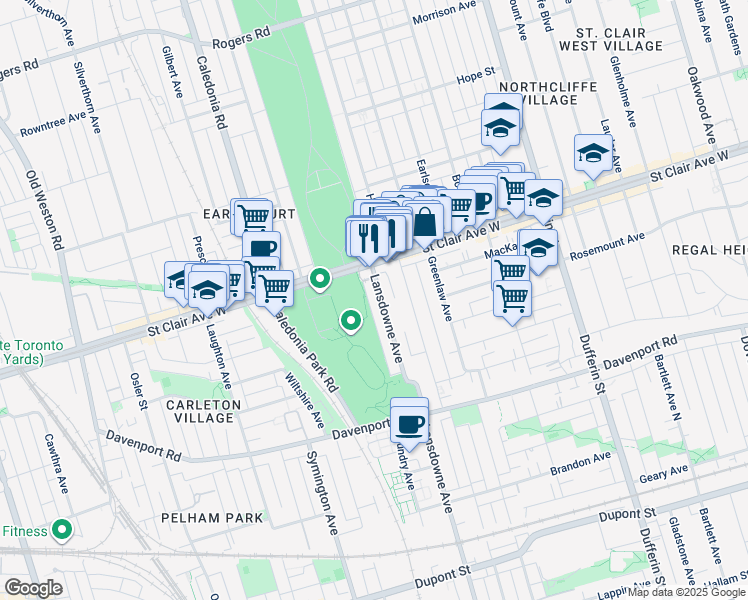 map of restaurants, bars, coffee shops, grocery stores, and more near 1318 Lansdowne Avenue in Toronto