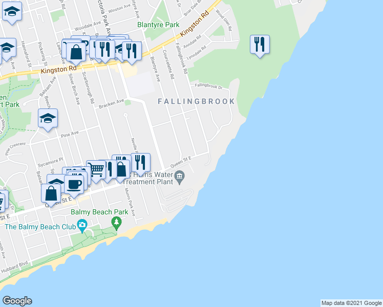 map of restaurants, bars, coffee shops, grocery stores, and more near in Toronto