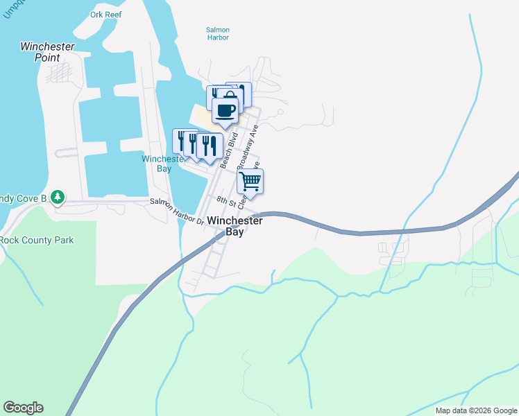 map of restaurants, bars, coffee shops, grocery stores, and more near 265 8th Street in Lakeside