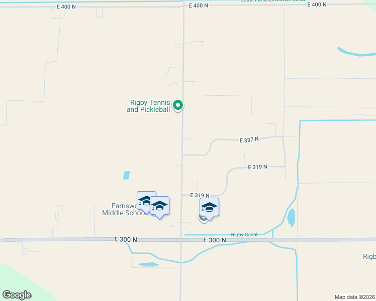 map of restaurants, bars, coffee shops, grocery stores, and more near 4487 337 North in Rigby