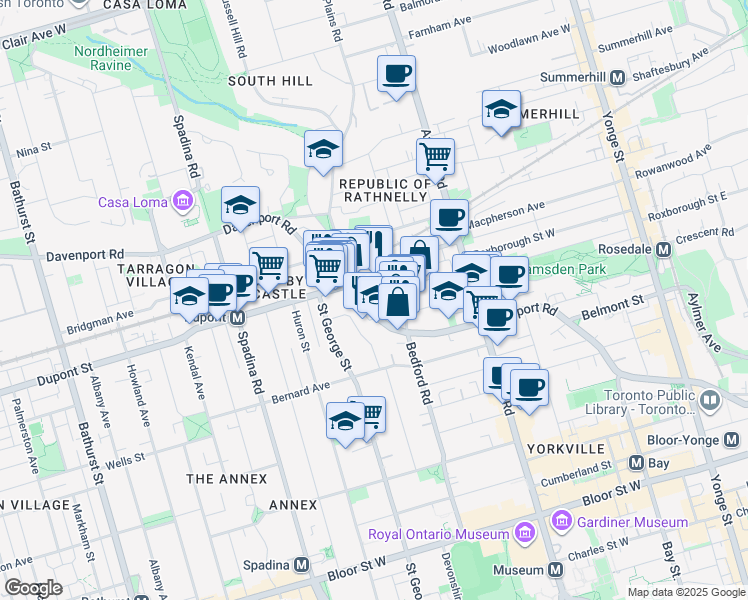 map of restaurants, bars, coffee shops, grocery stores, and more near 346 Designers Walk Lane in Toronto