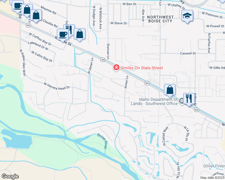 map of restaurants, bars, coffee shops, grocery stores, and more near 9330 West Osprey Meadows Drive in Garden City