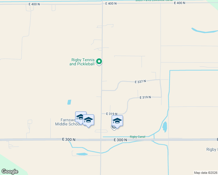 map of restaurants, bars, coffee shops, grocery stores, and more near 4487 337 North in Rigby