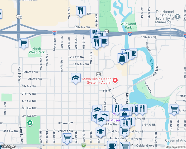 map of restaurants, bars, coffee shops, grocery stores, and more near 1006 5th Street Northwest in Austin