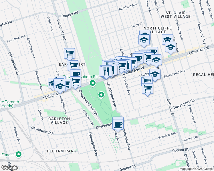 map of restaurants, bars, coffee shops, grocery stores, and more near 1318 Lansdowne Avenue in Toronto