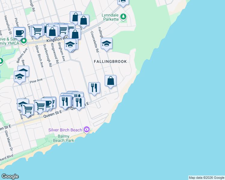 map of restaurants, bars, coffee shops, grocery stores, and more near in Toronto