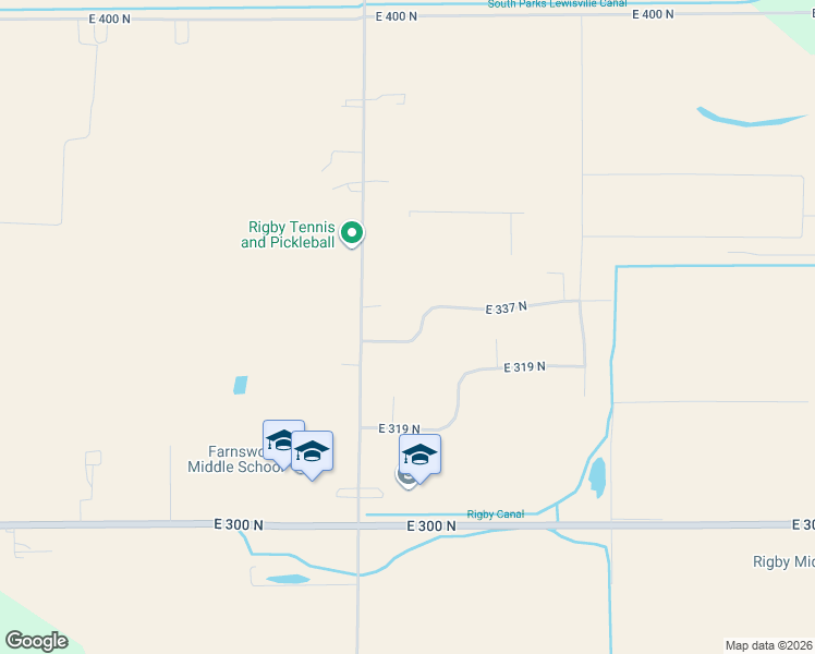 map of restaurants, bars, coffee shops, grocery stores, and more near 339 N 3710 E in Rigby