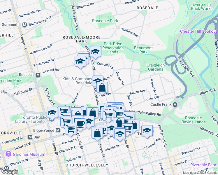 map of restaurants, bars, coffee shops, grocery stores, and more near 30 Sherbourne Street North in Toronto