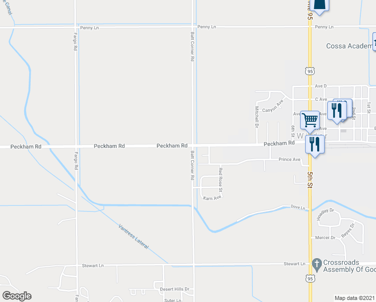 map of restaurants, bars, coffee shops, grocery stores, and more near 26511 Peckham Road in Wilder