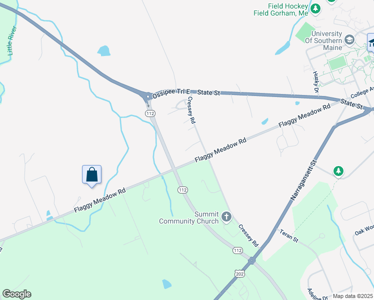 map of restaurants, bars, coffee shops, grocery stores, and more near 141 Flaggy Meadow Road in Gorham