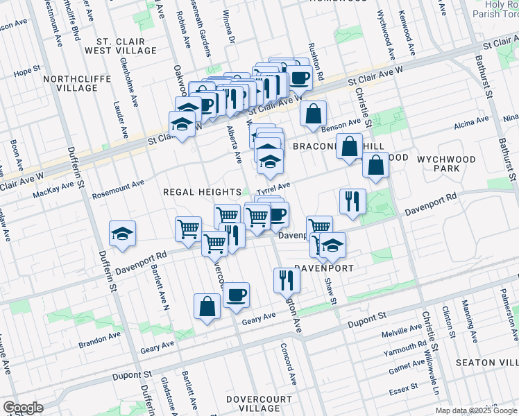 map of restaurants, bars, coffee shops, grocery stores, and more near 37 Alberta Avenue in Toronto