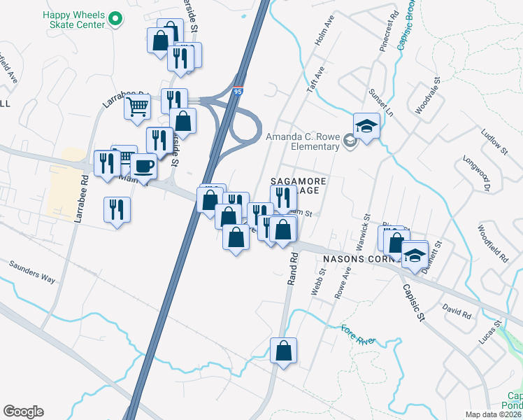 map of restaurants, bars, coffee shops, grocery stores, and more near 1071 Brighton Avenue in Portland