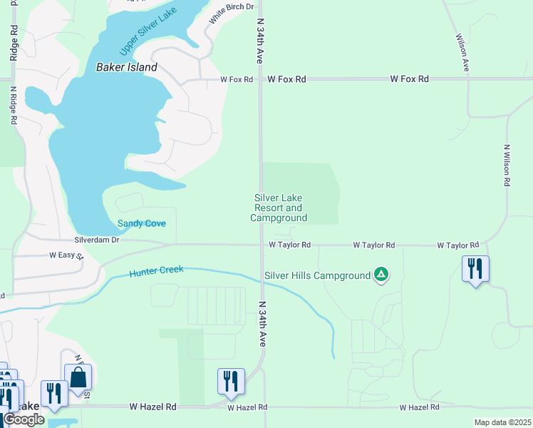 map of restaurants, bars, coffee shops, grocery stores, and more near 1786 North 34th Avenue in Mears