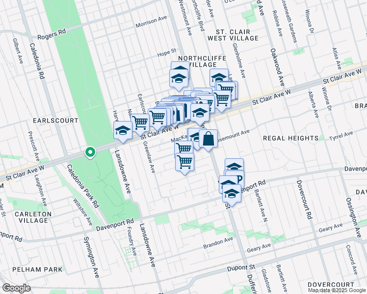 map of restaurants, bars, coffee shops, grocery stores, and more near in Toronto