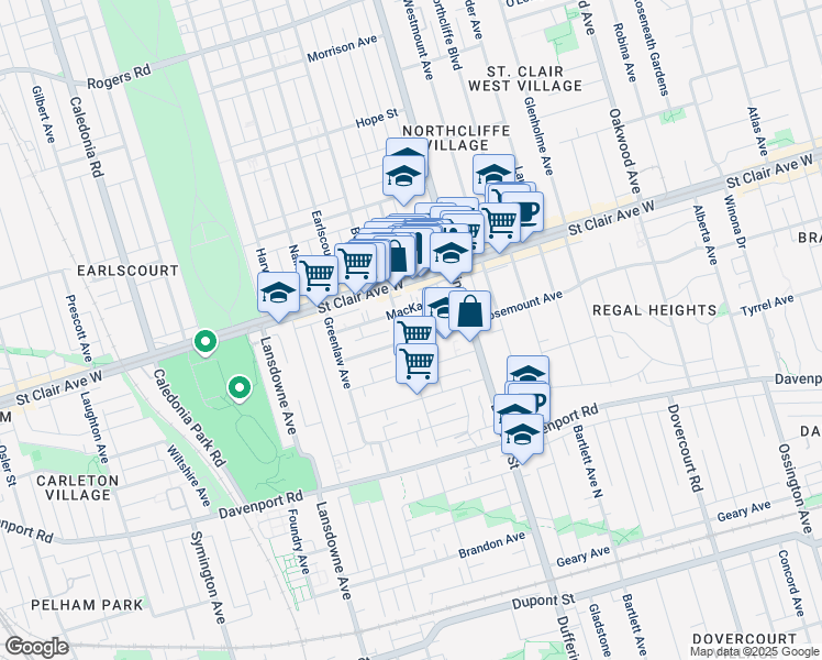 map of restaurants, bars, coffee shops, grocery stores, and more near in Toronto