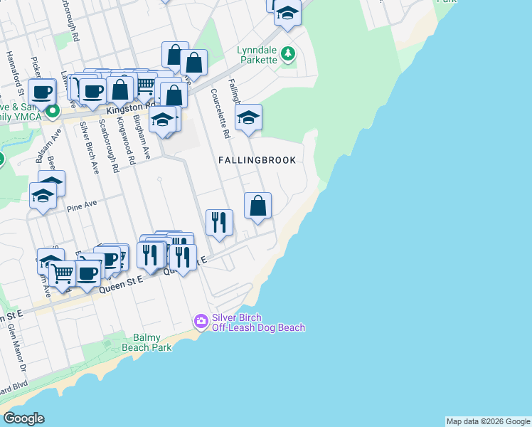 map of restaurants, bars, coffee shops, grocery stores, and more near in Toronto