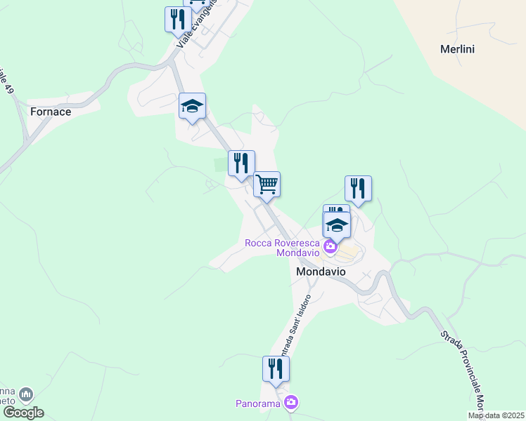 map of restaurants, bars, coffee shops, grocery stores, and more near 10 Via Buzzo in Mondavio