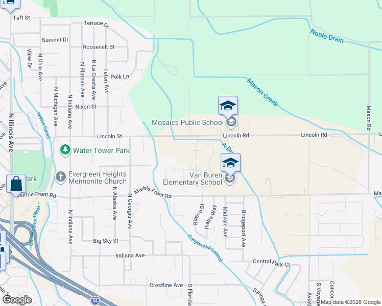 map of restaurants, bars, coffee shops, grocery stores, and more near 2821 Makrana Street in Caldwell