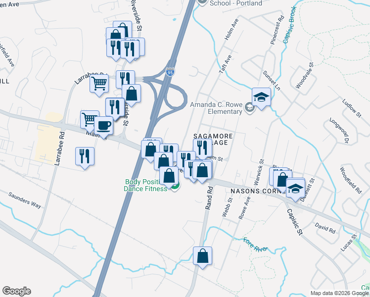 map of restaurants, bars, coffee shops, grocery stores, and more near 60 Taft Avenue in Portland