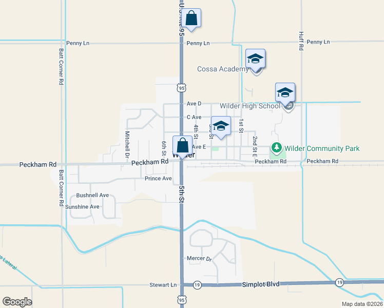 map of restaurants, bars, coffee shops, grocery stores, and more near in Wilder