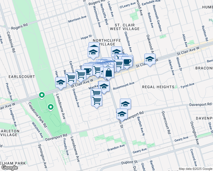 map of restaurants, bars, coffee shops, grocery stores, and more near in Toronto