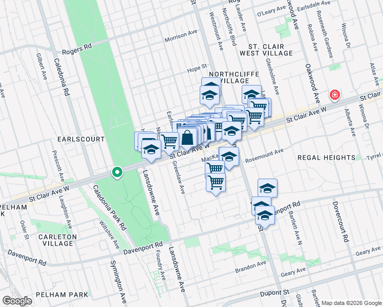map of restaurants, bars, coffee shops, grocery stores, and more near in Toronto