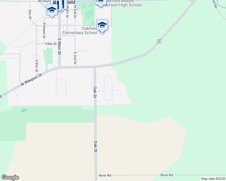 map of restaurants, bars, coffee shops, grocery stores, and more near 401 Leona Way in Oakfield