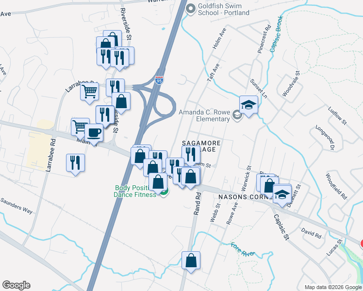 map of restaurants, bars, coffee shops, grocery stores, and more near 60 Taft Avenue in Portland