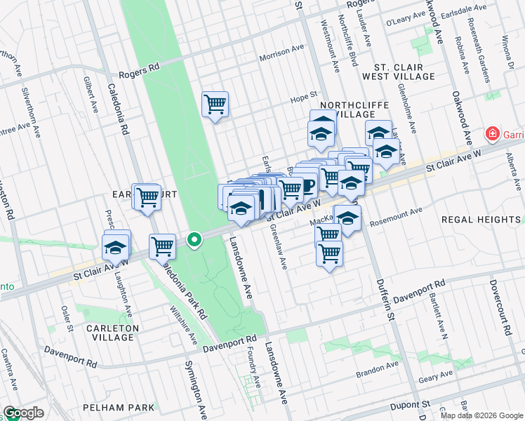 map of restaurants, bars, coffee shops, grocery stores, and more near in Toronto