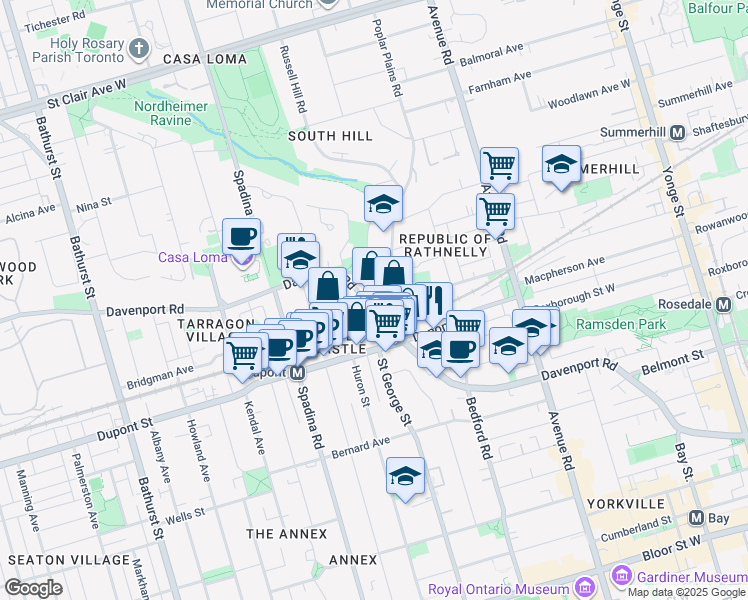 map of restaurants, bars, coffee shops, grocery stores, and more near in Toronto