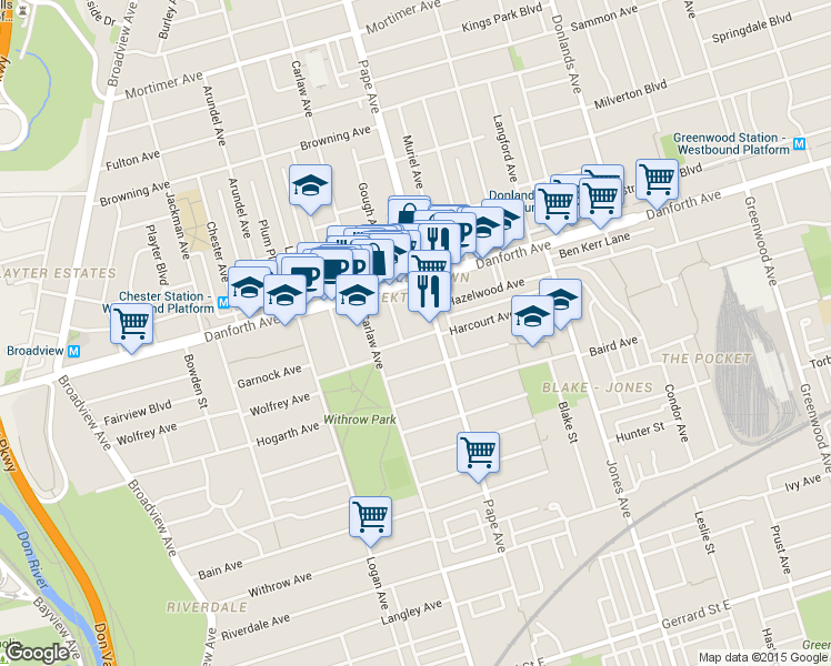 map of restaurants, bars, coffee shops, grocery stores, and more near 24 Harcourt Avenue in Toronto