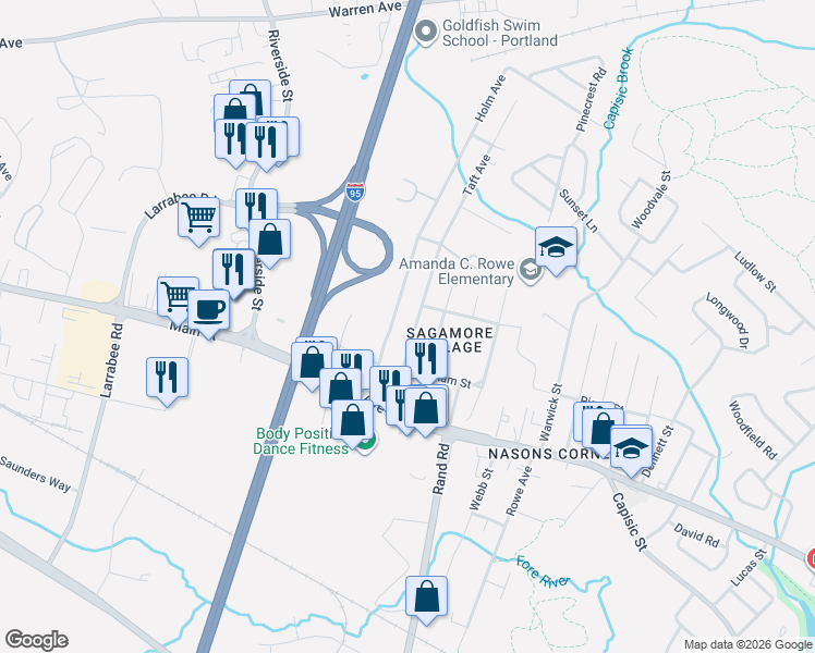 map of restaurants, bars, coffee shops, grocery stores, and more near 60 Taft Avenue in Portland