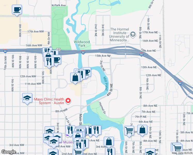 map of restaurants, bars, coffee shops, grocery stores, and more near 1200 2nd Drive Northeast in Austin