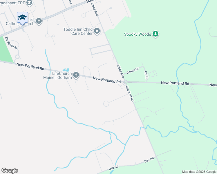 map of restaurants, bars, coffee shops, grocery stores, and more near 27 Black Brook Road in Gorham