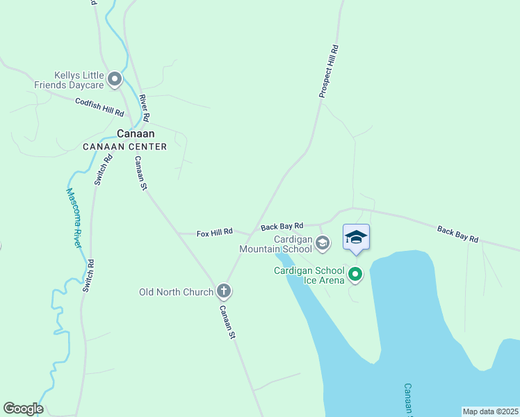 map of restaurants, bars, coffee shops, grocery stores, and more near 16 Back Bay Road in Canaan