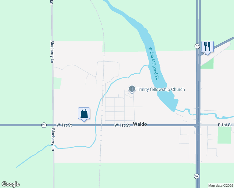 map of restaurants, bars, coffee shops, grocery stores, and more near 326 Harmon Street in Waldo