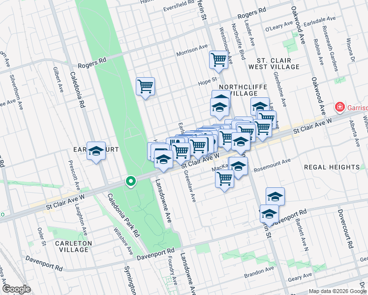 map of restaurants, bars, coffee shops, grocery stores, and more near in Toronto