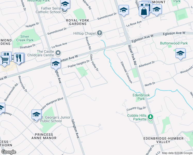 map of restaurants, bars, coffee shops, grocery stores, and more near in Toronto