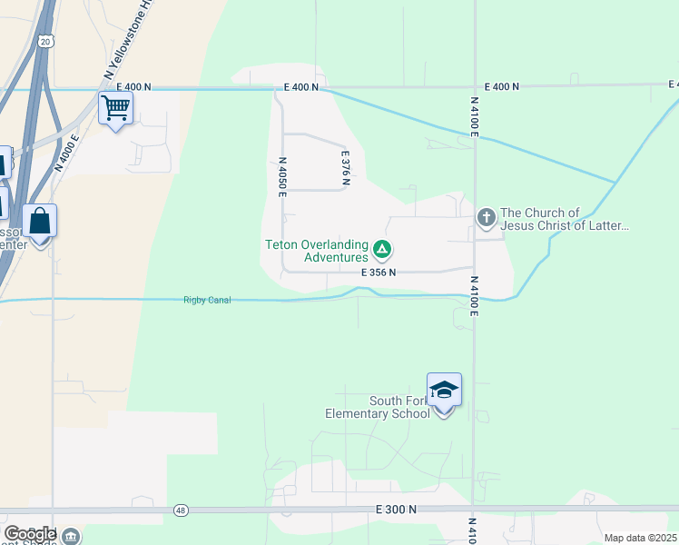 map of restaurants, bars, coffee shops, grocery stores, and more near 356 N in Rigby