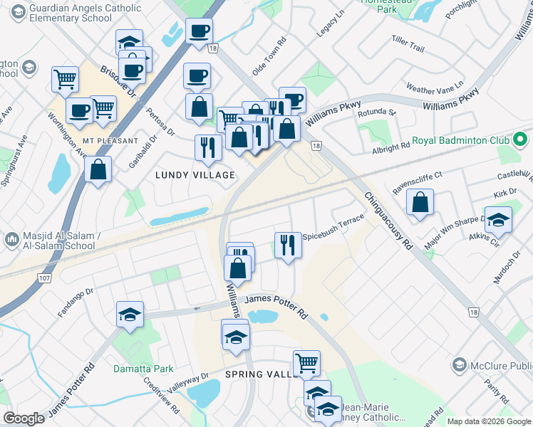 map of restaurants, bars, coffee shops, grocery stores, and more near 141 Crystal Glen Crescent in Brampton